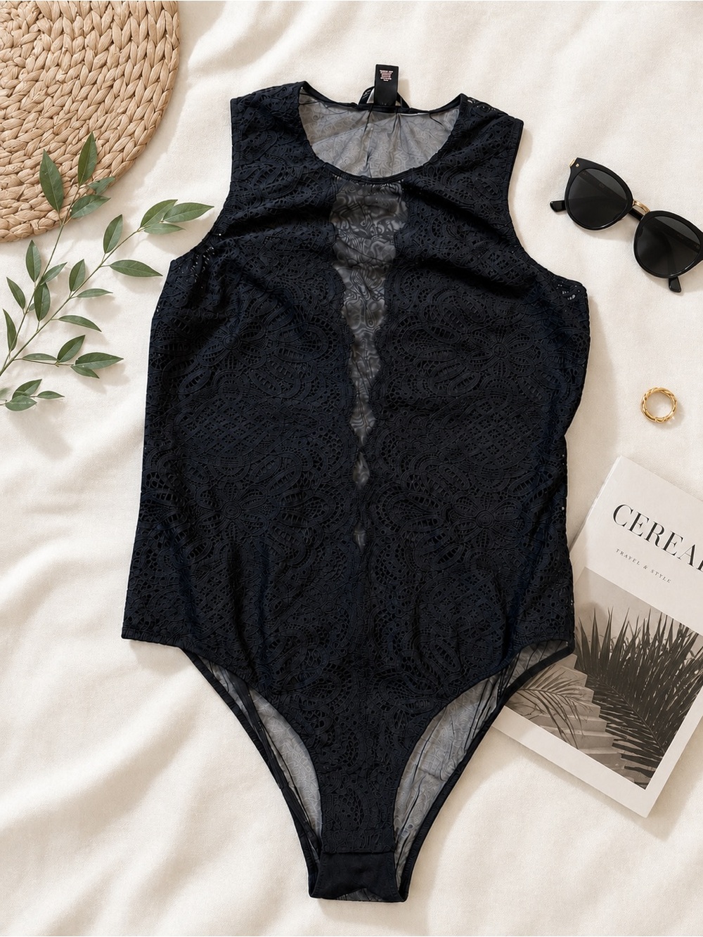 🖤 Victoria’s Secret Black Lace Mesh Bodysuit | Large | NWT Tags Detached